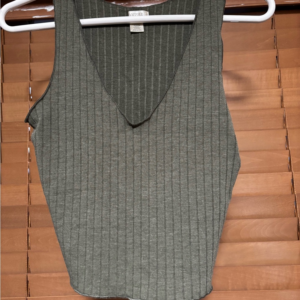 Bozzolo Olive Ribbed Tank Top